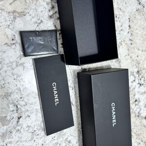 CHANEL Black Sunglasses Case and Boxes Set
